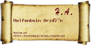 Helfenbein Arzén névjegykártya